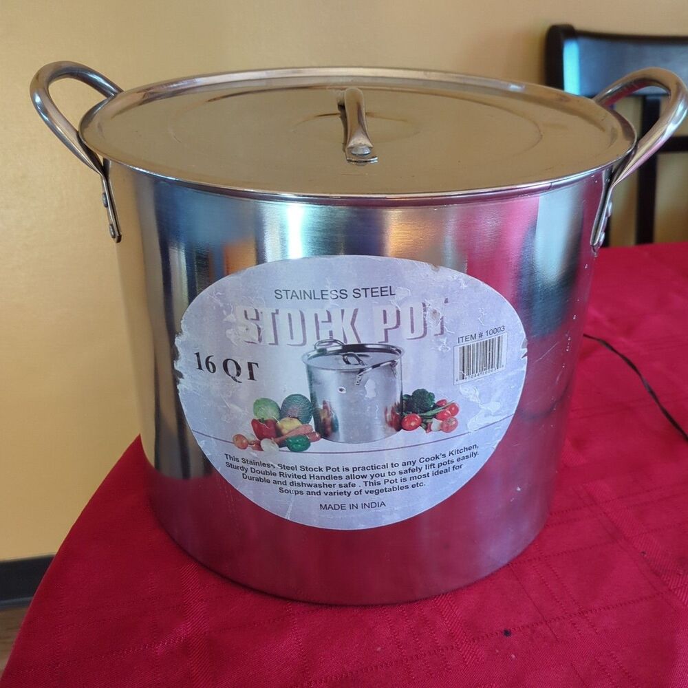 16 QUART STAINLESS STEEL LIDDED STOCKPOT. FREE Smaller One. - Picture 9 of 14